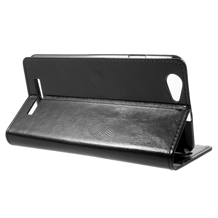 Crazy Horse Texture Wallet Stand Leather Case for Wileyfox Spark X - Black-4