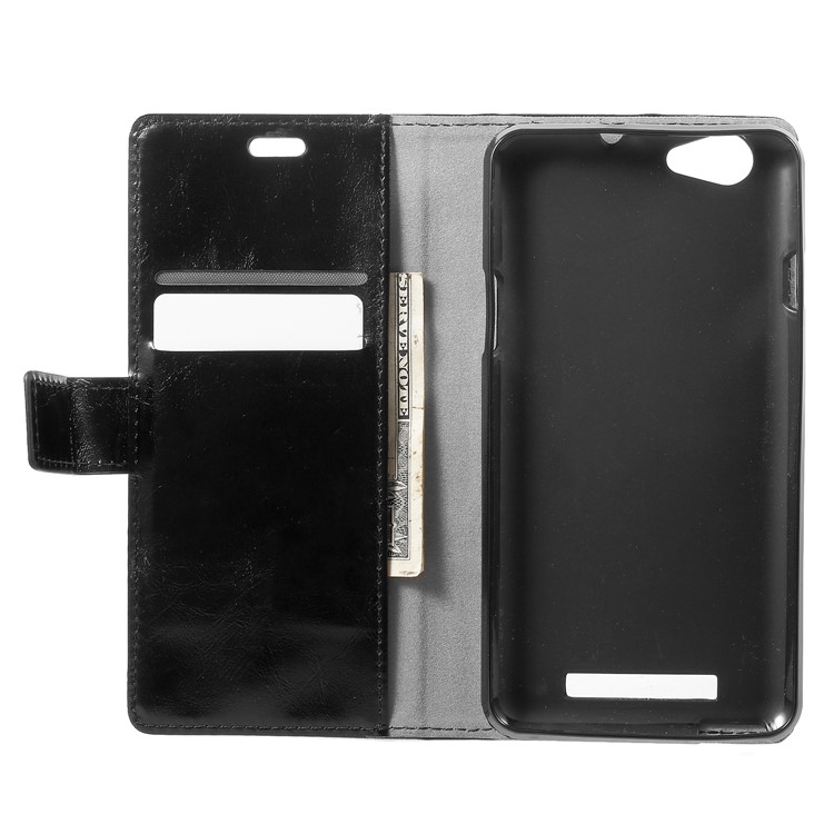 Crazy Horse Texture Wallet Stand Leather Case for Wileyfox Spark X - Black-5