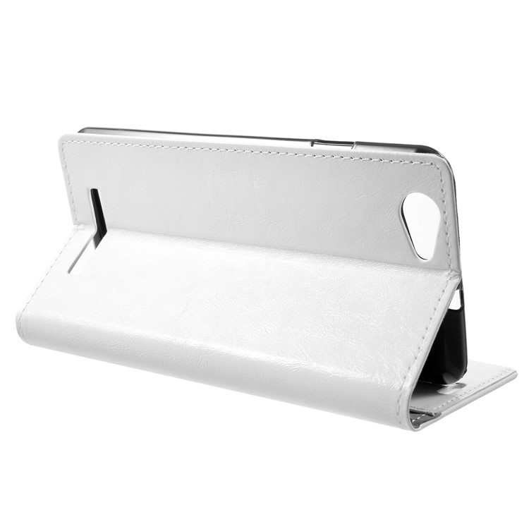 Crazy Horse Texture Wallet Stand Leather Cover for Wileyfox Spark X - White-4