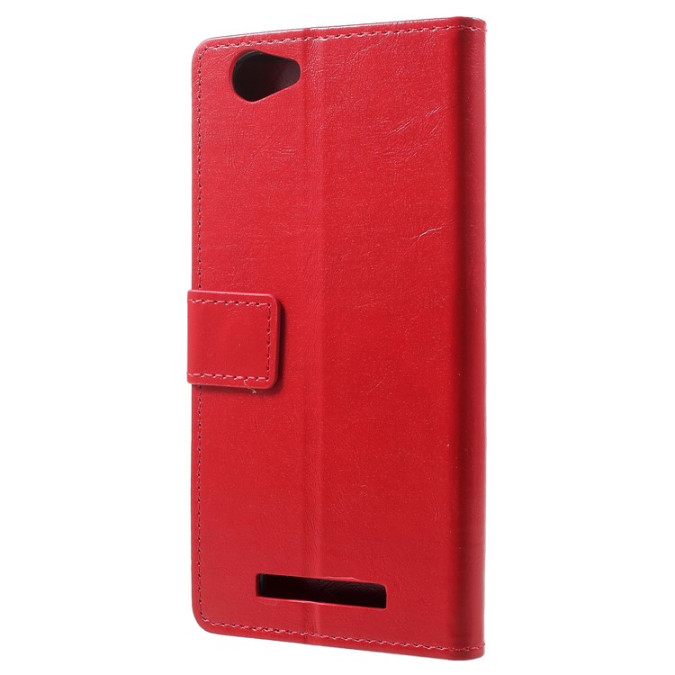 Crazy Horse Texture Wallet Stand Leather Shell for Wileyfox Spark X - Red-3