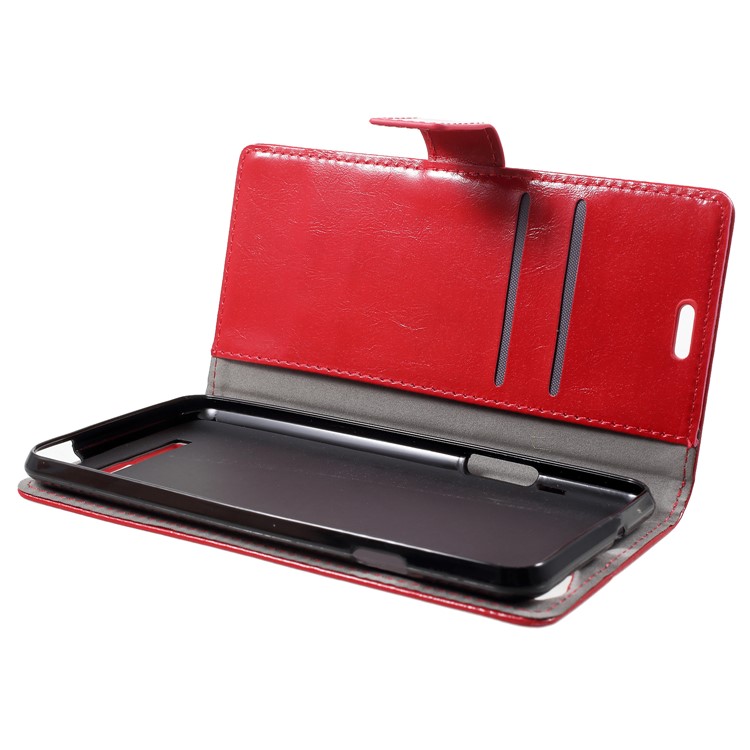 Crazy Horse Texture Wallet Stand Leather Shell for Wileyfox Spark X - Red-5