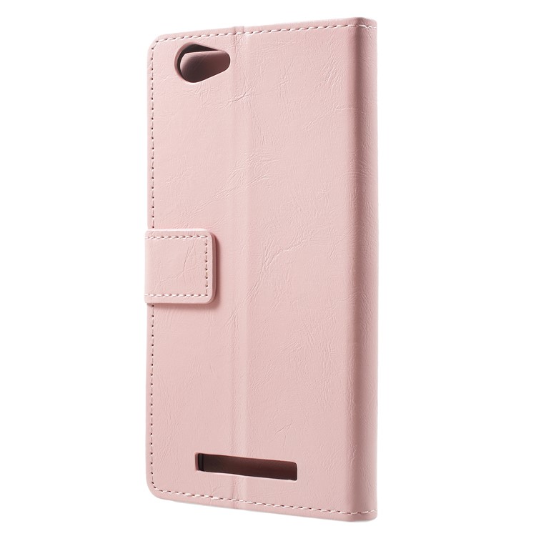 Crazy Horse Texture Wallet Stand Leather Mobile Case for Wileyfox Spark X - Pink-3