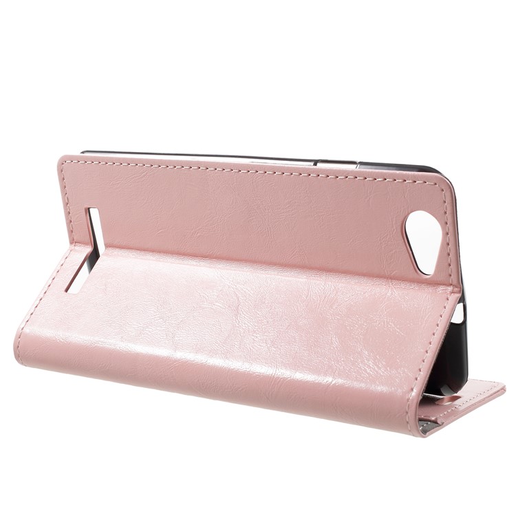 Crazy Horse Texture Wallet Stand Leather Mobile Case for Wileyfox Spark X - Pink-4