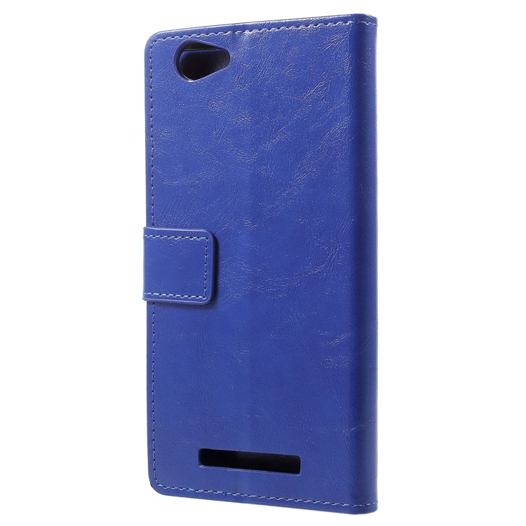 Crazy Horse Texture Wallet Stand Leather Mobile Cover for Wileyfox Spark X - Blue-3