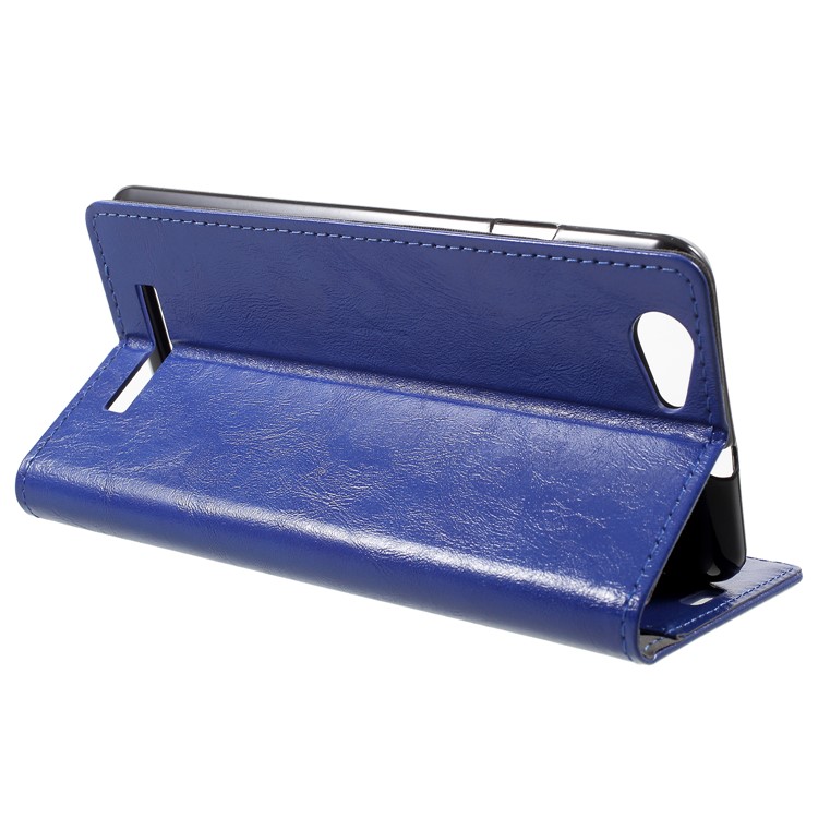 Crazy Horse Texture Wallet Stand Leather Mobile Cover for Wileyfox Spark X - Blue-4