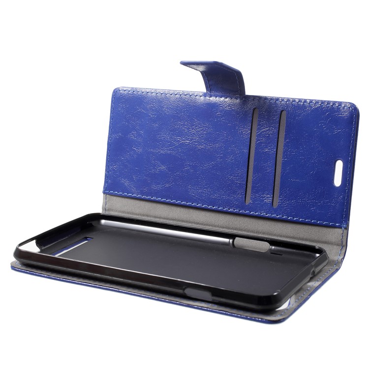 Crazy Horse Texture Wallet Stand Leather Mobile Cover for Wileyfox Spark X - Blue-5