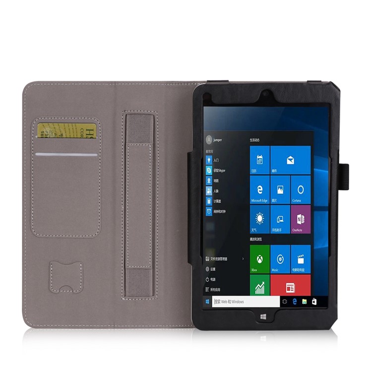 PU Leather Card Slots Tablet Case with Stand for Jumper EZpad mini4s - Black-6