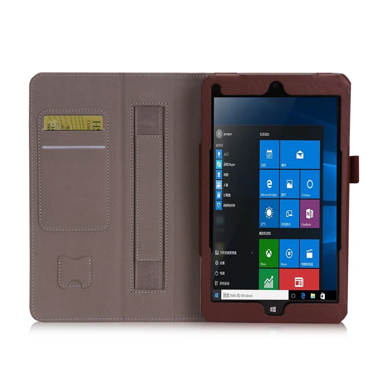 Card Holder Stand Leather Protection Shell for Jumper EZpad mini4s - Brown-4
