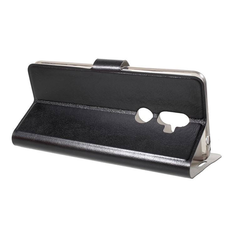 Crazy Horse Wallet Magnetic Stand Leather Case (Built-in Steel Sheet) for Alcatel 3v - Black-4