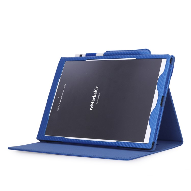 WY-1926 Carbon Fiber Texture Leather Cover Stand Tablet Shell for reMarkable Paper Tablet 10.3" - Blue-6