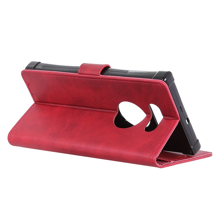 For Razer Phone 2 Matte PU Leather Wallet Magnetic Protective Case - Red-4