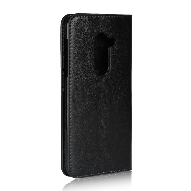 Crazy Horse Genuine Leather Wallet Shell for AQUOS Zero - Black-3