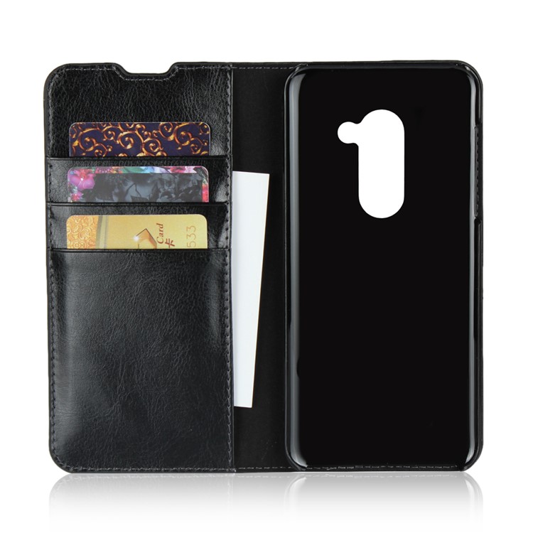 Crazy Horse Genuine Leather Wallet Shell for AQUOS Zero - Black-4