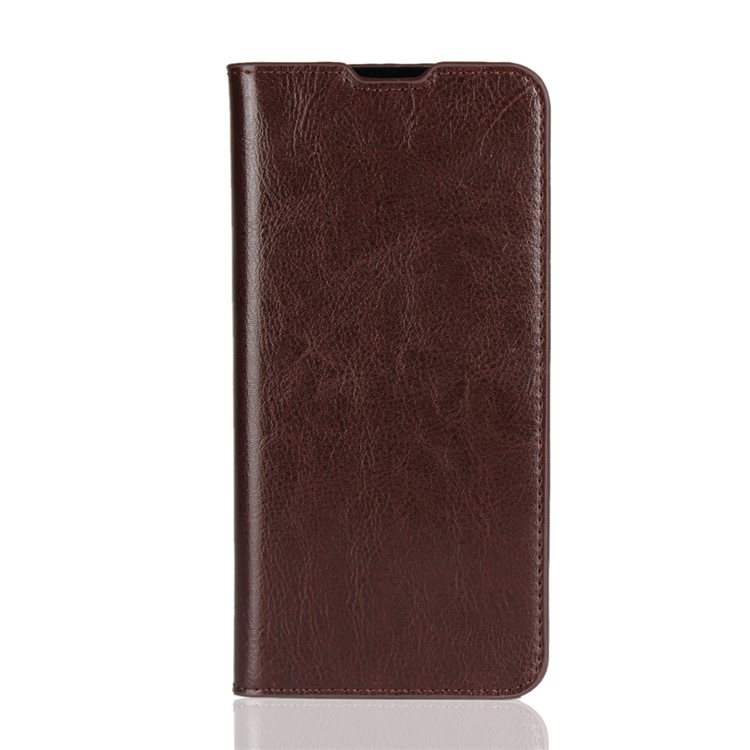 Crazy Horse Genuine Leather Case with 3 Card Slots for AQUOS Zero - Coffee-2