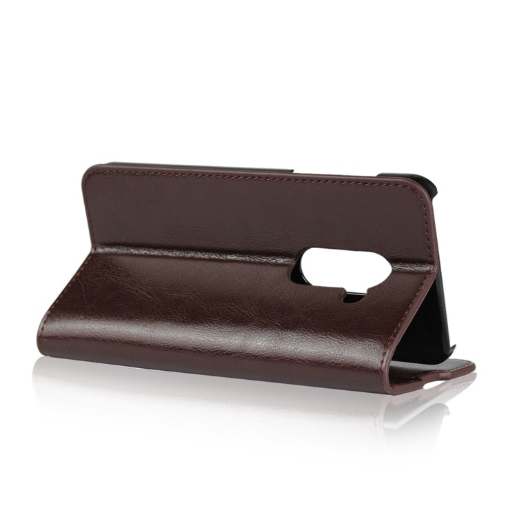 Crazy Horse Genuine Leather Case with 3 Card Slots for AQUOS Zero - Coffee-5