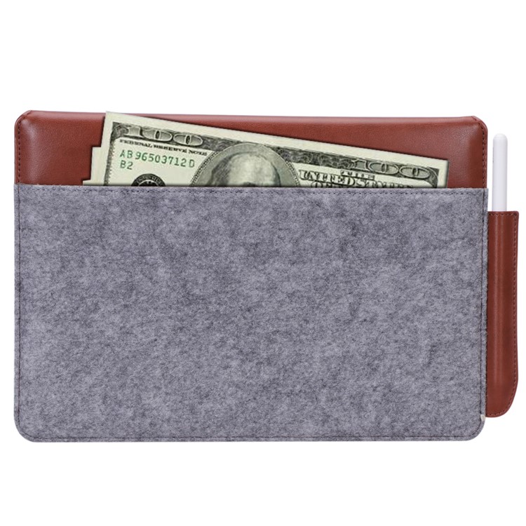 Business Felt Bag Laptop Sleeve Cae with Pen Slot for reMarkable 10.3 inch - Brown / Grey-10