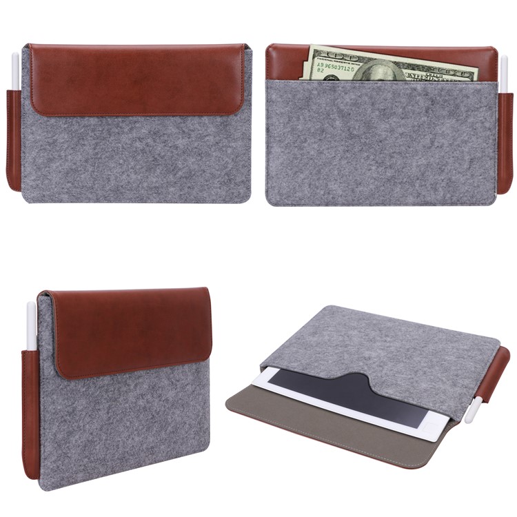 Business Felt Bag Laptop Sleeve Cae with Pen Slot for reMarkable 10.3 inch - Brown / Grey-13