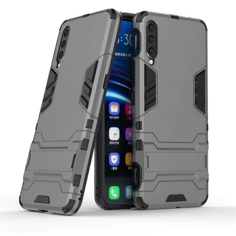 Plastic + TPU Hybrid Case with Kickstand for Vivo IQOO - Grey-1
