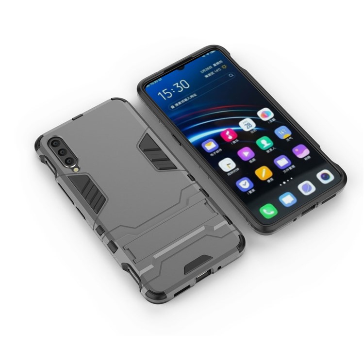 Plastic + TPU Hybrid Case with Kickstand for Vivo IQOO - Grey-4