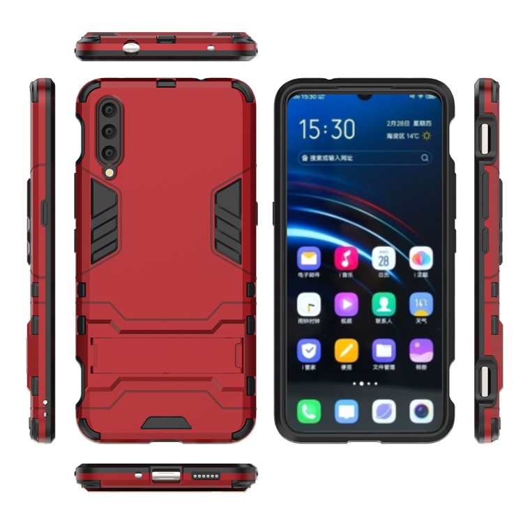 Plastic + TPU Hybrid Case with Kickstand for Vivo IQOO - Red-2