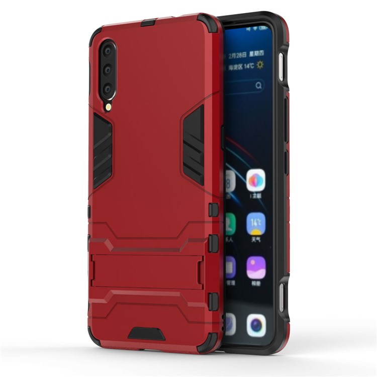 Plastic + TPU Hybrid Case with Kickstand for Vivo IQOO - Red-3