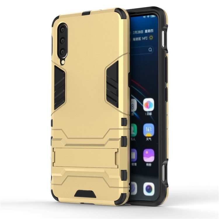 Plastic + TPU Hybrid Case with Kickstand for Vivo IQOO - Gold-2