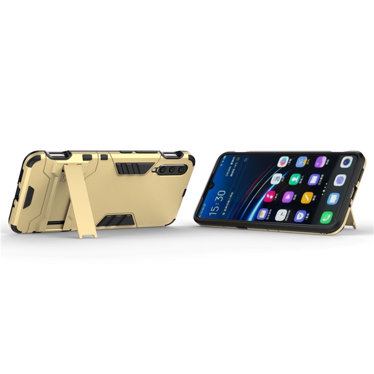 Plastic + TPU Hybrid Case with Kickstand for Vivo IQOO - Gold-4