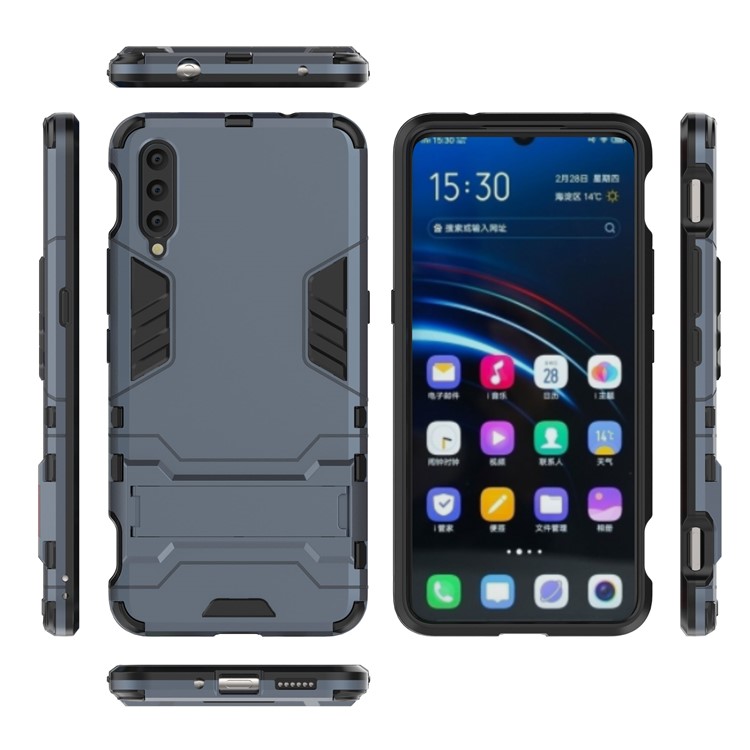 Plastic + TPU Hybrid Case with Kickstand for Vivo IQOO - Dark Blue-2