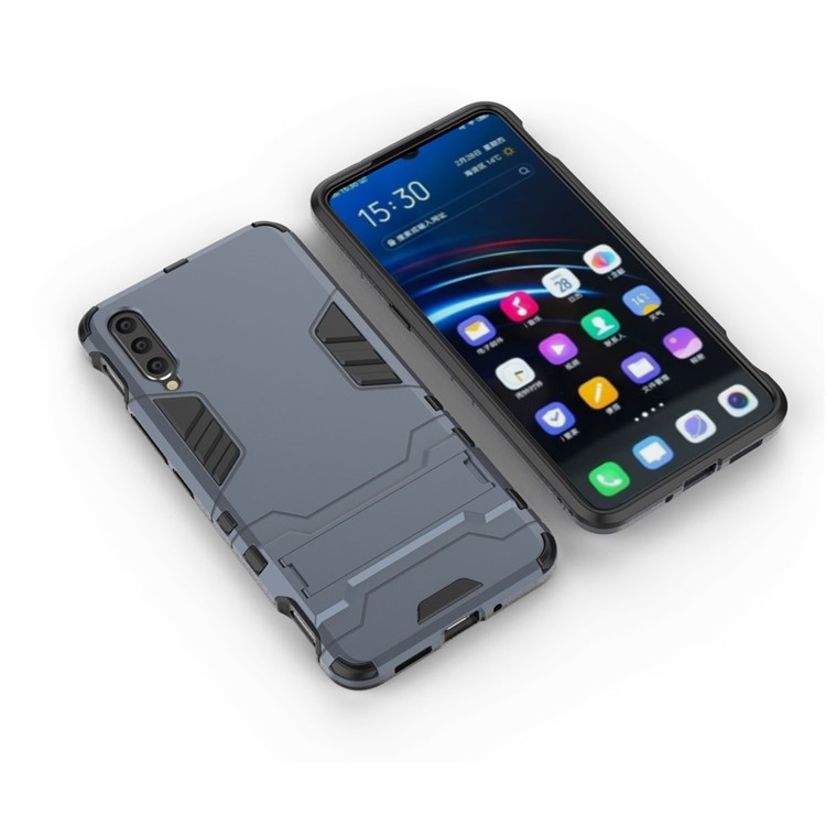 Plastic + TPU Hybrid Case with Kickstand for Vivo IQOO - Dark Blue-3