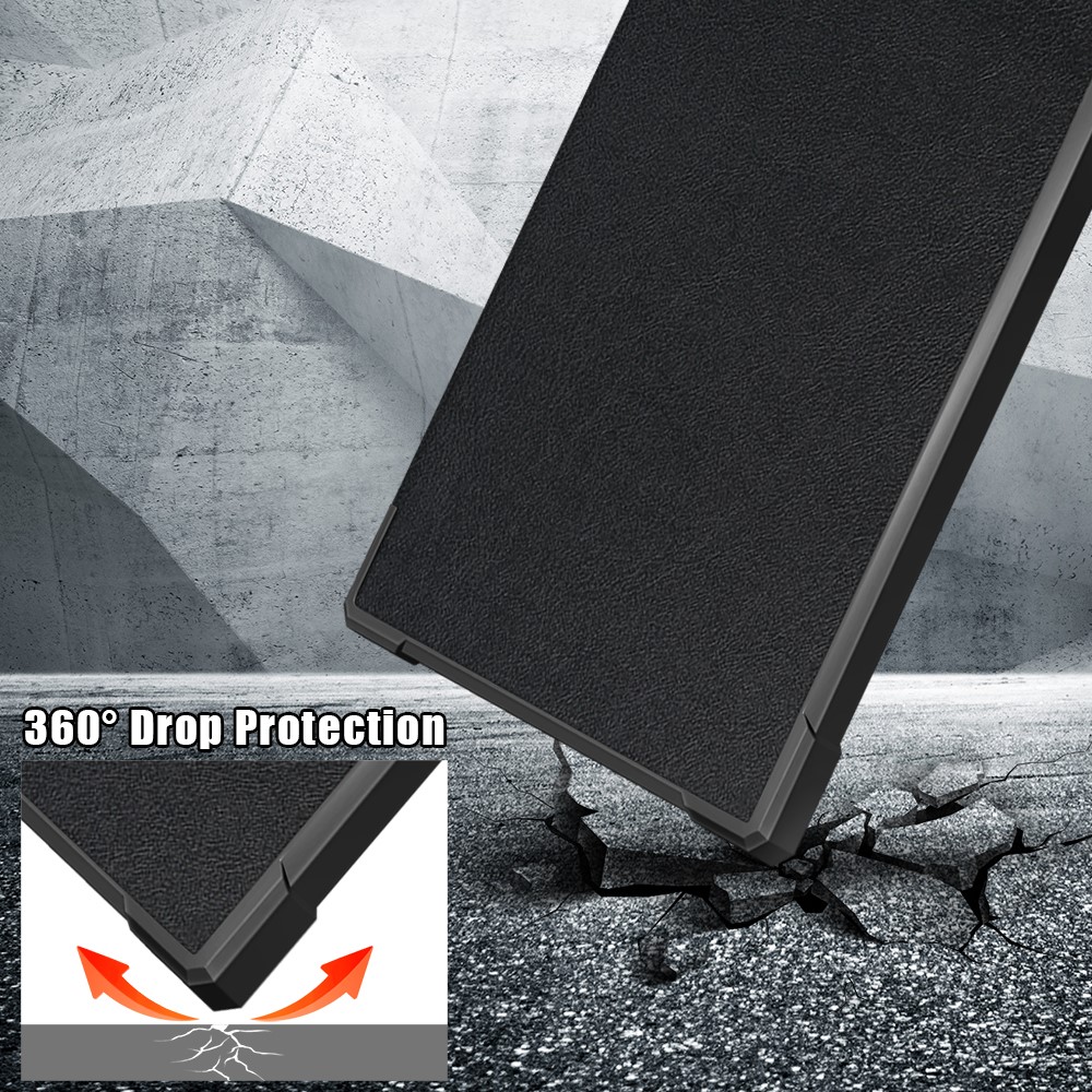 Origami Stand Design Plain Leather Smart Case for Pockebook 740/741 - Black-5