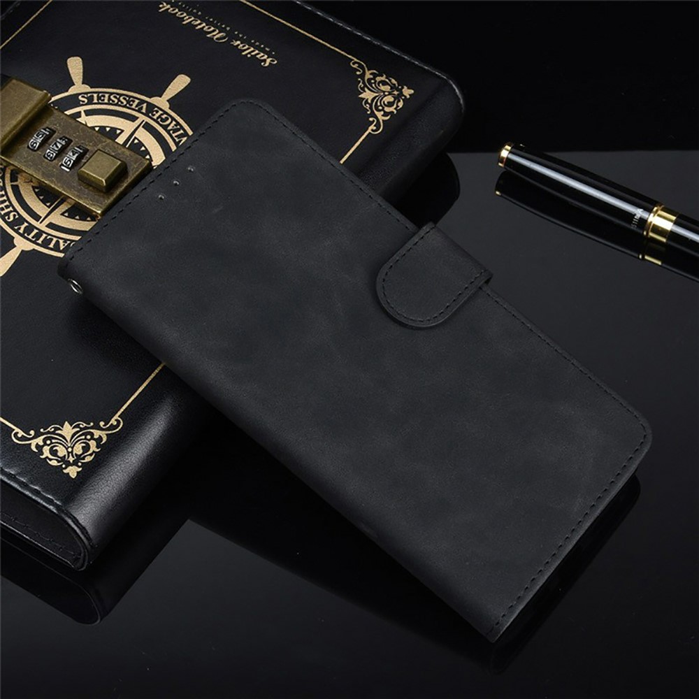 Skin-Touch Wallet Folio Flip Leather Stand Phone Case for TCL 10L - Black-10