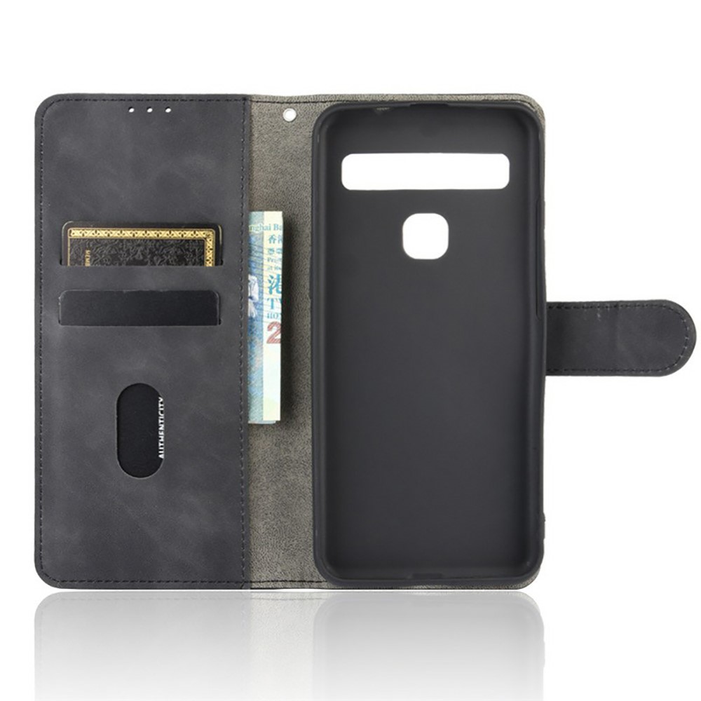 Skin-Touch Wallet Folio Flip Leather Stand Phone Case for TCL 10L - Black-6