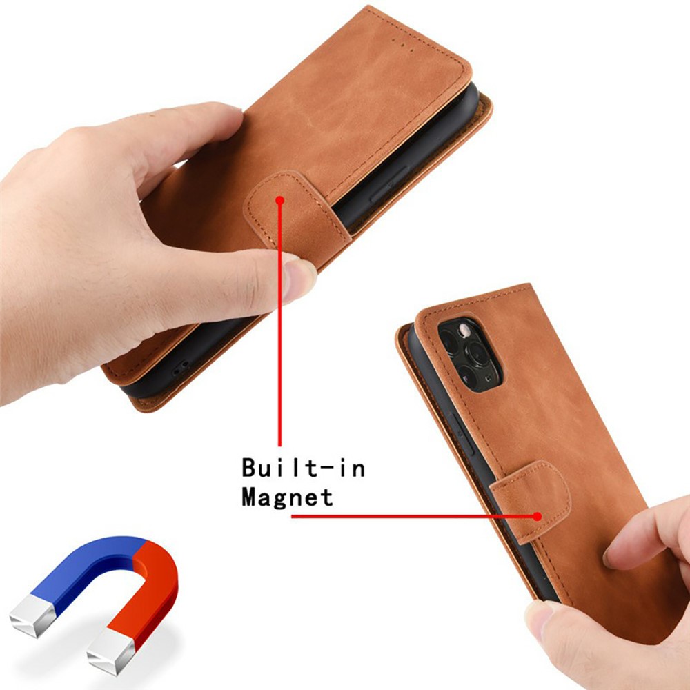 Skin-Touch Wallet Folio Flip Leather Stand Phone Case for TCL 10L - Black-7