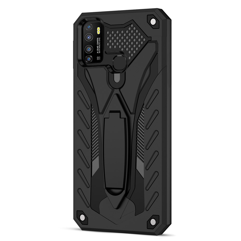 Phantom Knight Series Light Slim Hard PC + Soft TPU Bumper Kickstand Design Phone Cover for Infinix Hot 9 Play - Black-2