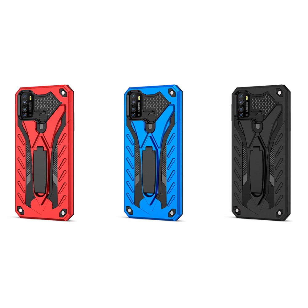 Phantom Knight Series Light Slim Hard PC + Soft TPU Bumper Kickstand Design Phone Cover for Infinix Hot 9 Play - Black-5