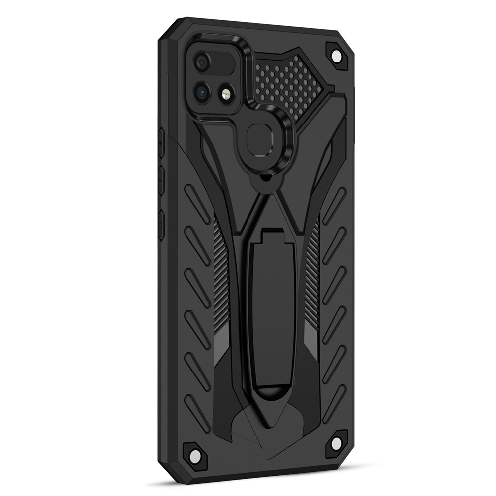 Phantom Knight Series Kickstand Hard PC Soft TPU Dual Layer Protective Cover for Infinix Hot 10i / Smart 5 Pro - Black-3