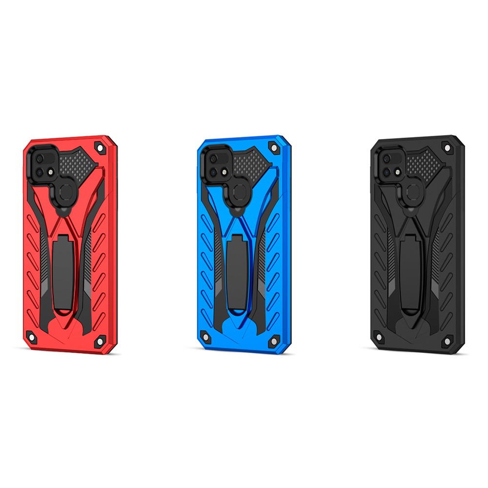 Phantom Knight Series Kickstand Hard PC Soft TPU Dual Layer Protective Cover for Infinix Hot 10i / Smart 5 Pro - Black-5