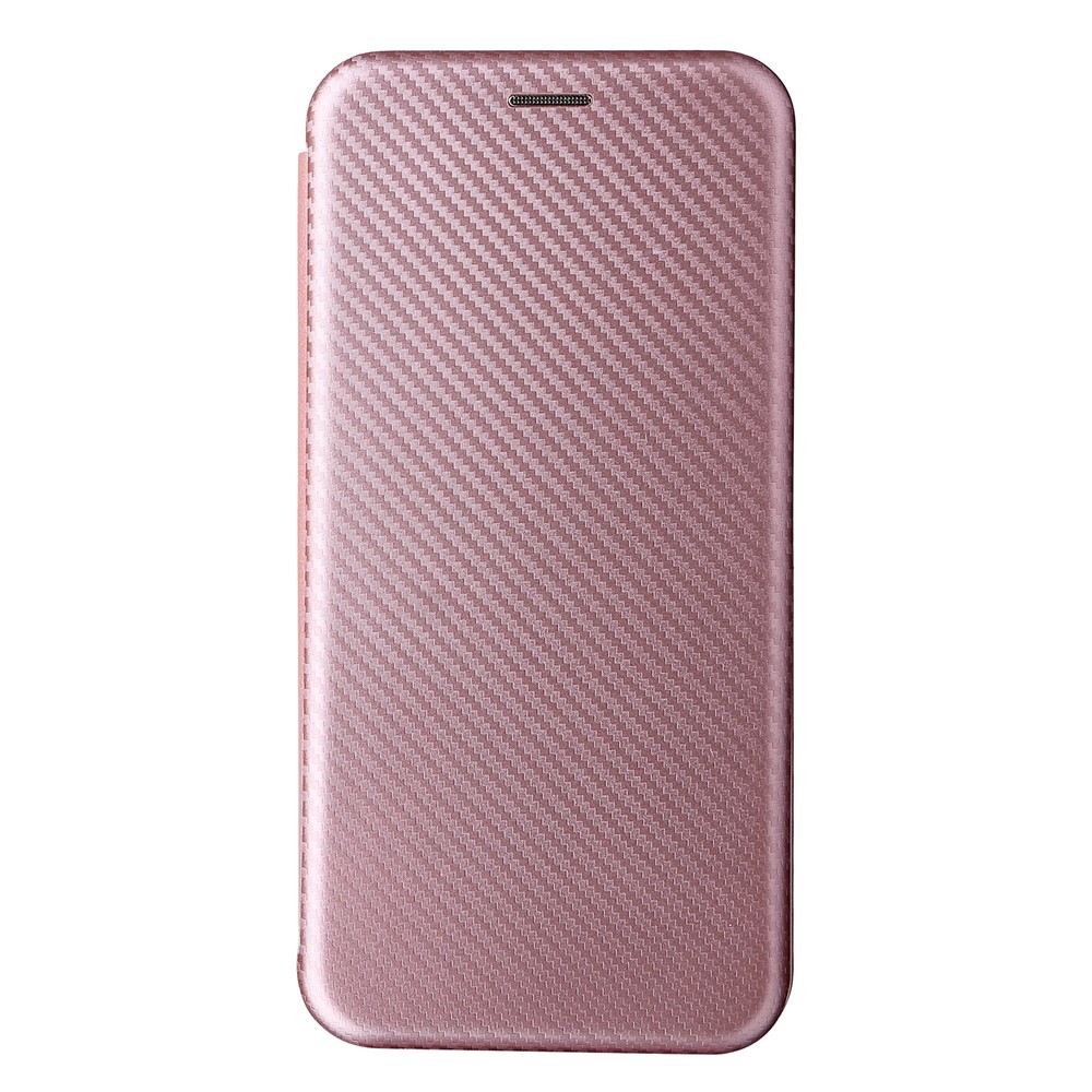Stand Function Carbon Fiber Texture PU Leather Auto Magnetic Closed Case with Card Slot for TCL 20 R 5G / 20AX - Rose Gold-2