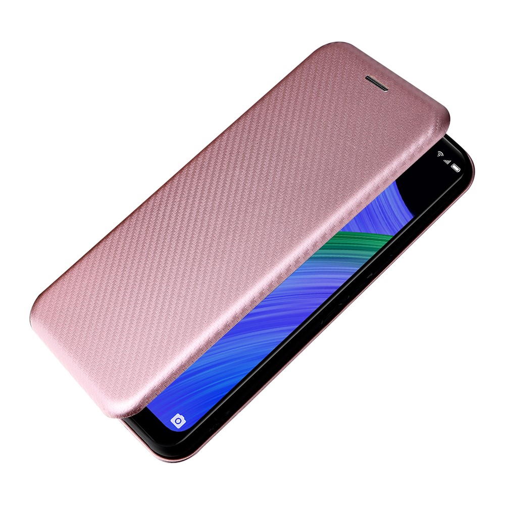 Stand Function Carbon Fiber Texture PU Leather Auto Magnetic Closed Case with Card Slot for TCL 20 R 5G / 20AX - Rose Gold-7