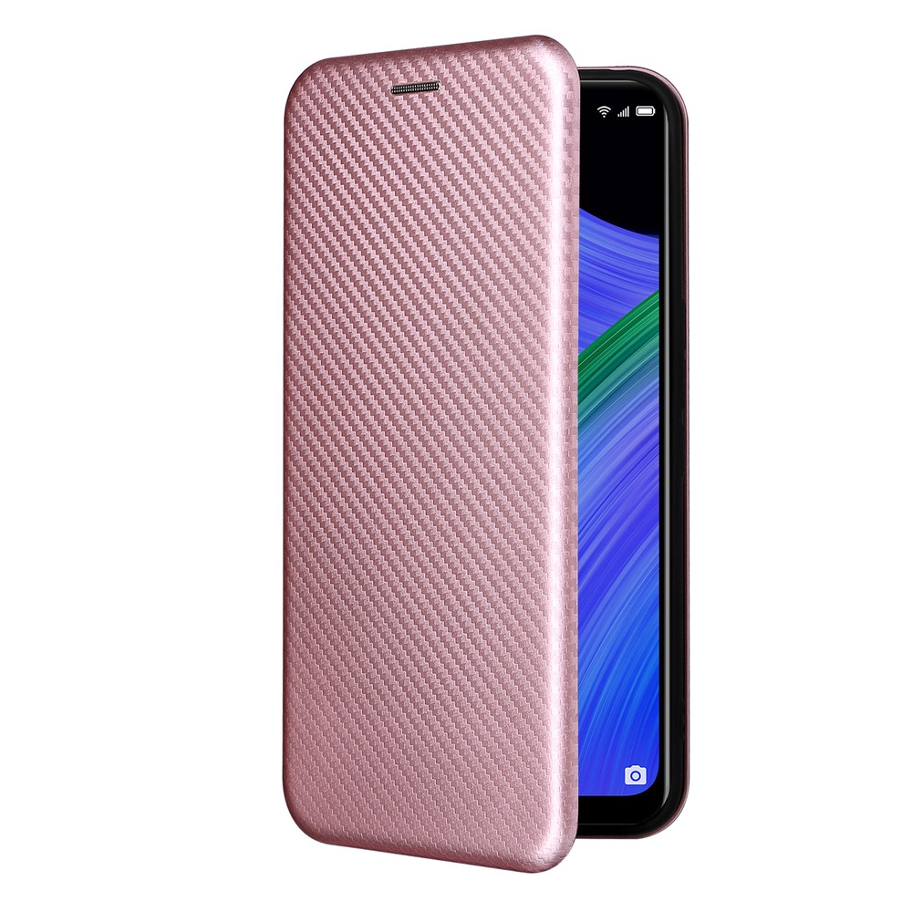 Stand Function Carbon Fiber Texture PU Leather Auto Magnetic Closed Case with Card Slot for TCL 20 R 5G / 20AX - Rose Gold-8