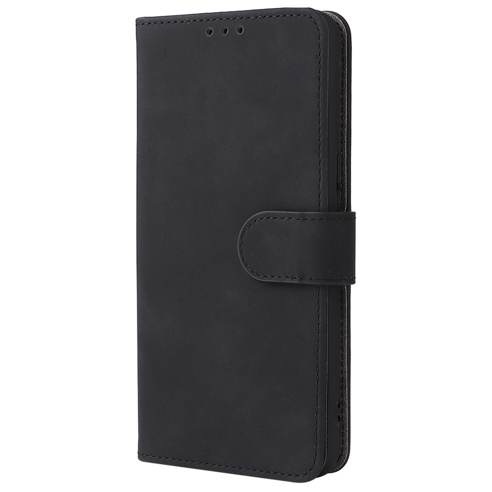 Stand Design Flip Phone Cover Skin-touch Wallet Handy Strap Leather Protective Cover Case for TCL 20R 5G (20AX) - Black-3