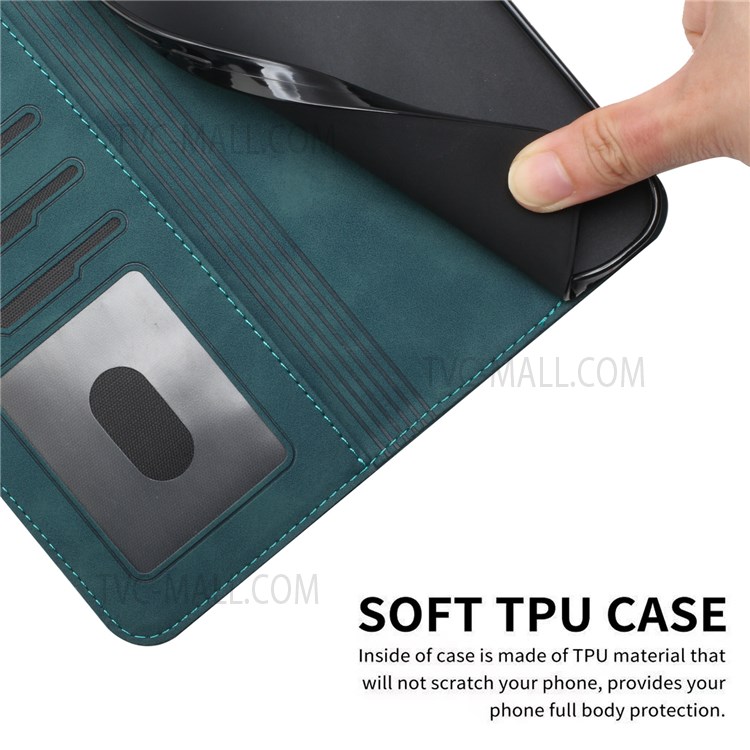 003 Series Heart Shape Imprinted Wallet Case Skin-touch Leather Shockproof Flip Stand Case for with Strap for Sharp Aquos R6 - Green-9