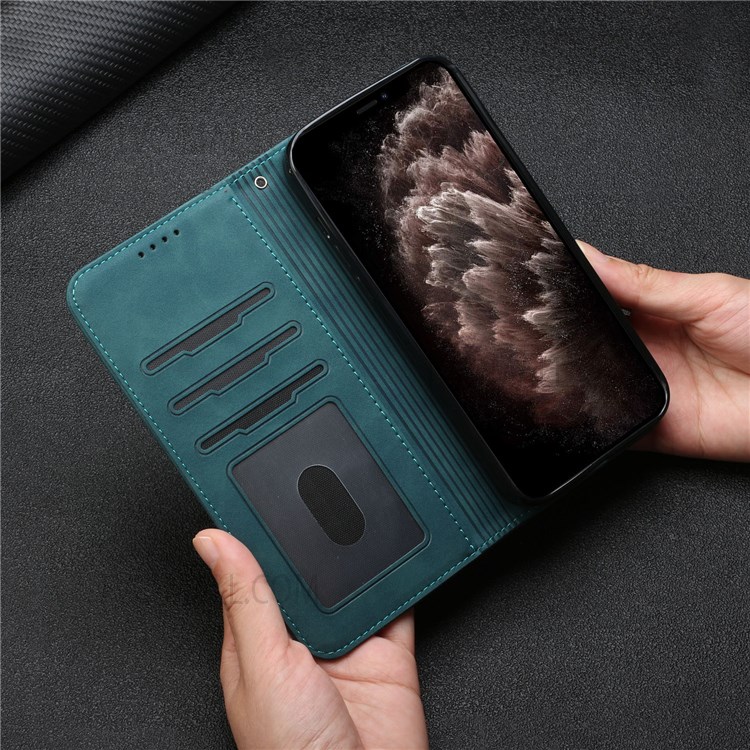 003 Series Heart Shape Imprinted Skin-touch PU Leather Magnetic Clasp Phone Stand Cover Case with Wallet for Tecno Phantom X - Green-10