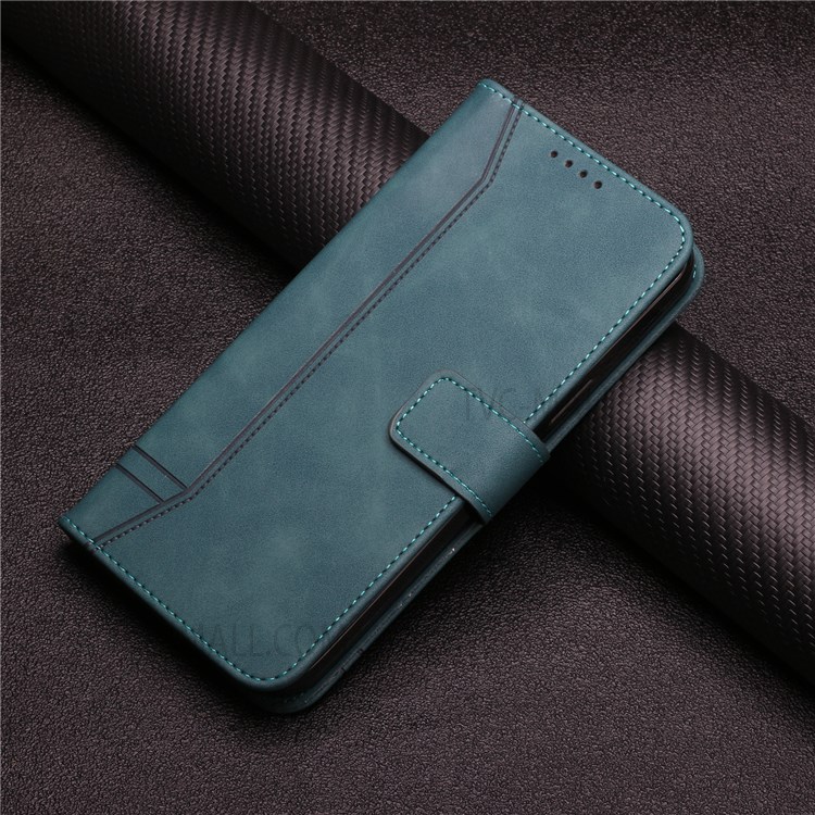 003 Series Heart Shape Imprinted Skin-touch PU Leather Magnetic Clasp Phone Stand Cover Case with Wallet for Tecno Phantom X - Green-11