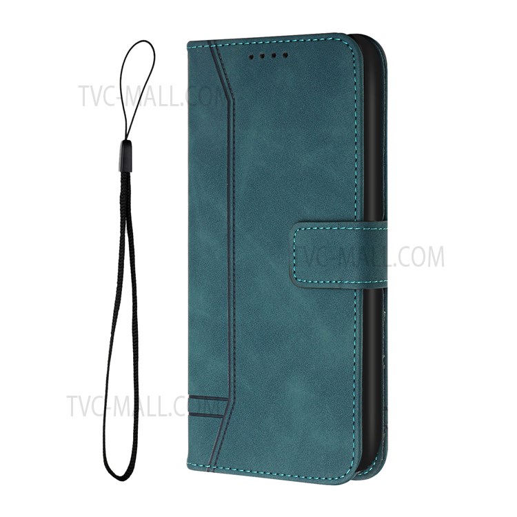003 Series Heart Shape Imprinted Skin-touch PU Leather Magnetic Clasp Phone Stand Cover Case with Wallet for Tecno Phantom X - Green-2