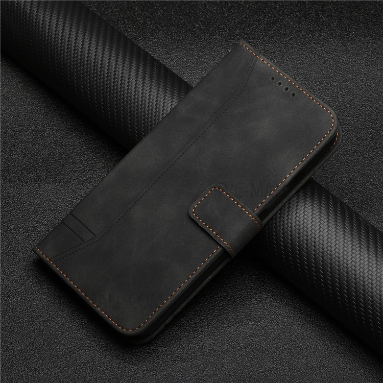 003 Series Heart Shape Imprinted PU Leather Skin-touch Stand Wallet Design Phone Cover Case with Wrist Strap for TCL 20 Pro 5G - Black-11