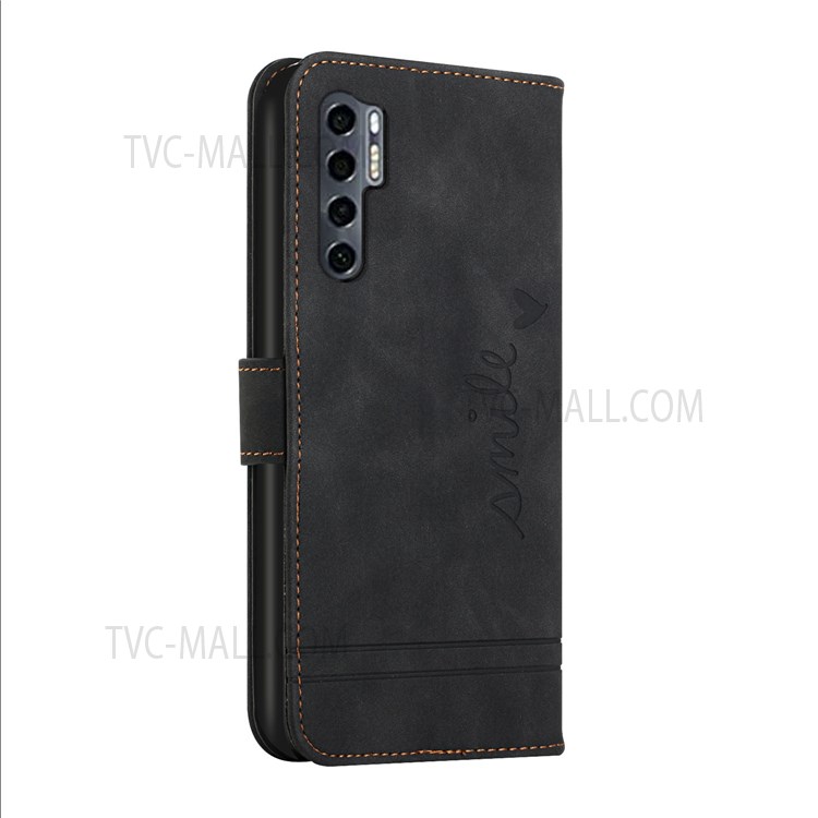 003 Series Heart Shape Imprinted PU Leather Skin-touch Stand Wallet Design Phone Cover Case with Wrist Strap for TCL 20 Pro 5G - Black-3