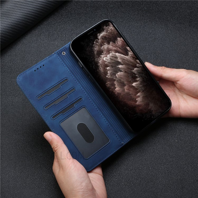 003 Series Heart Shape Imprinted PU Leather Skin-touch Magnetic Clasp Stand Wallet Design Phone Cover Case Protector for TCL 20 R 5G - Blue-10