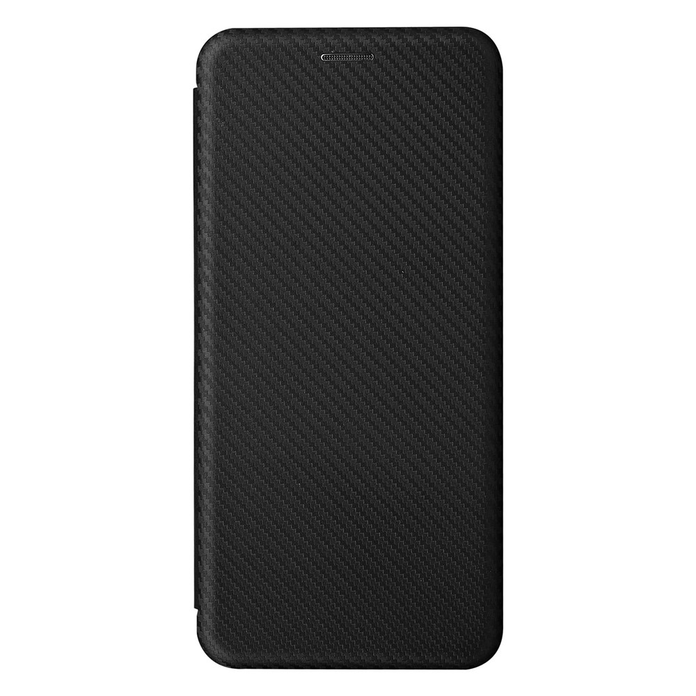 Carbon Fiber Texture Auto-absorbed Magnetic Leather Stand Phone Case Shell with Card Slot for TCL 10 SE - Black-2