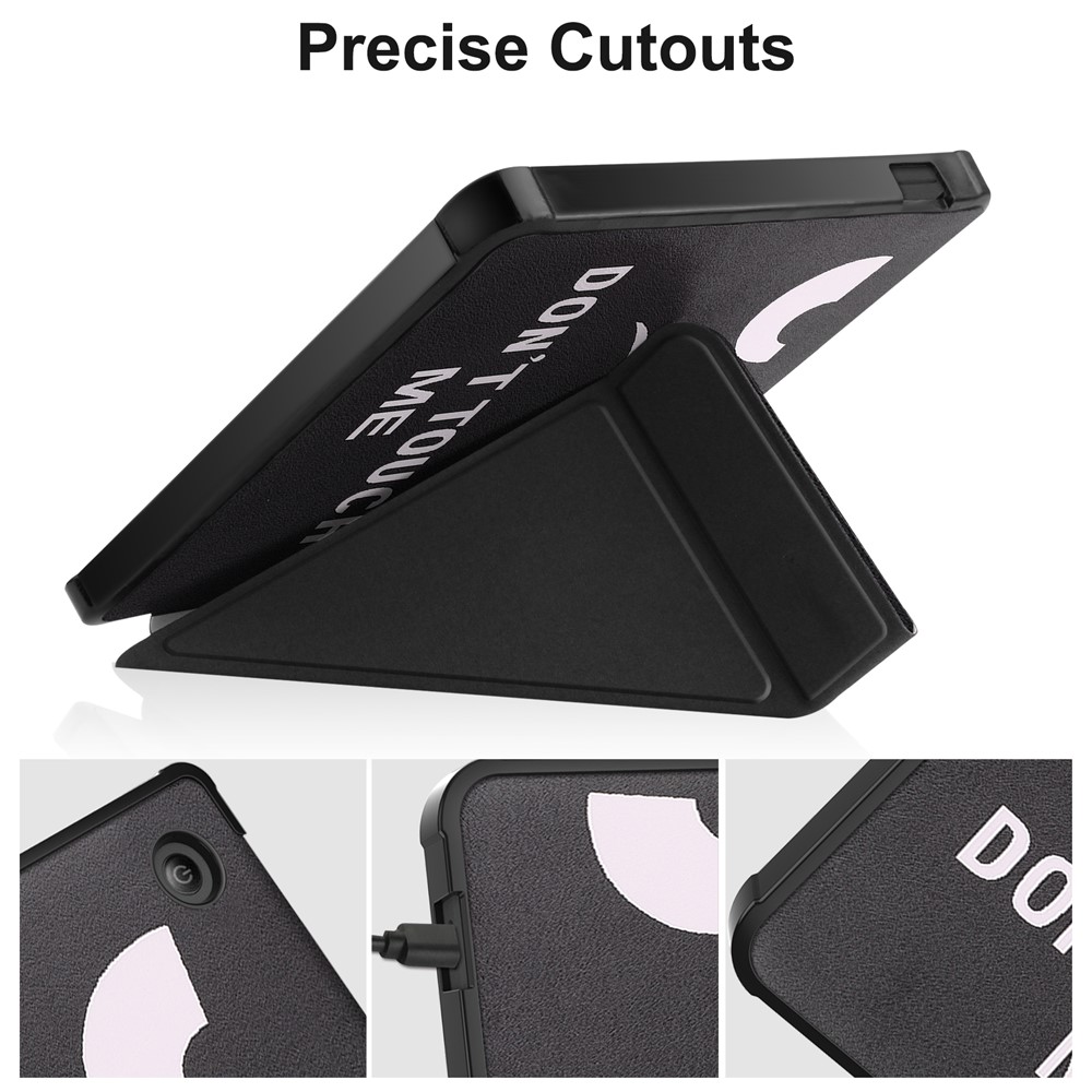 Pattern Printing Origami Stand PU Leather Case E-reader Protective Cover with Auto Wake/Sleep for Kobo Libra 2 - Don't Touch Me-4